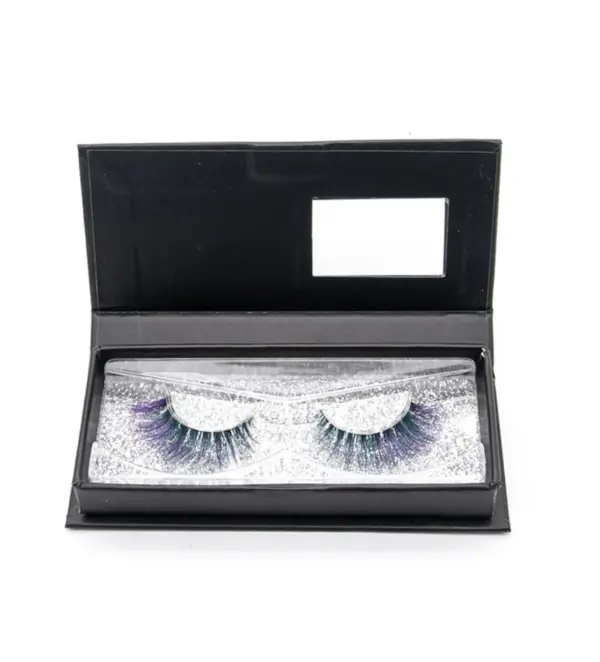 Colored Eyelashes, "Colorful 3D Lashes Collection - Perfect Gift for Anime Lovers" (Purple & Green) - Image 2